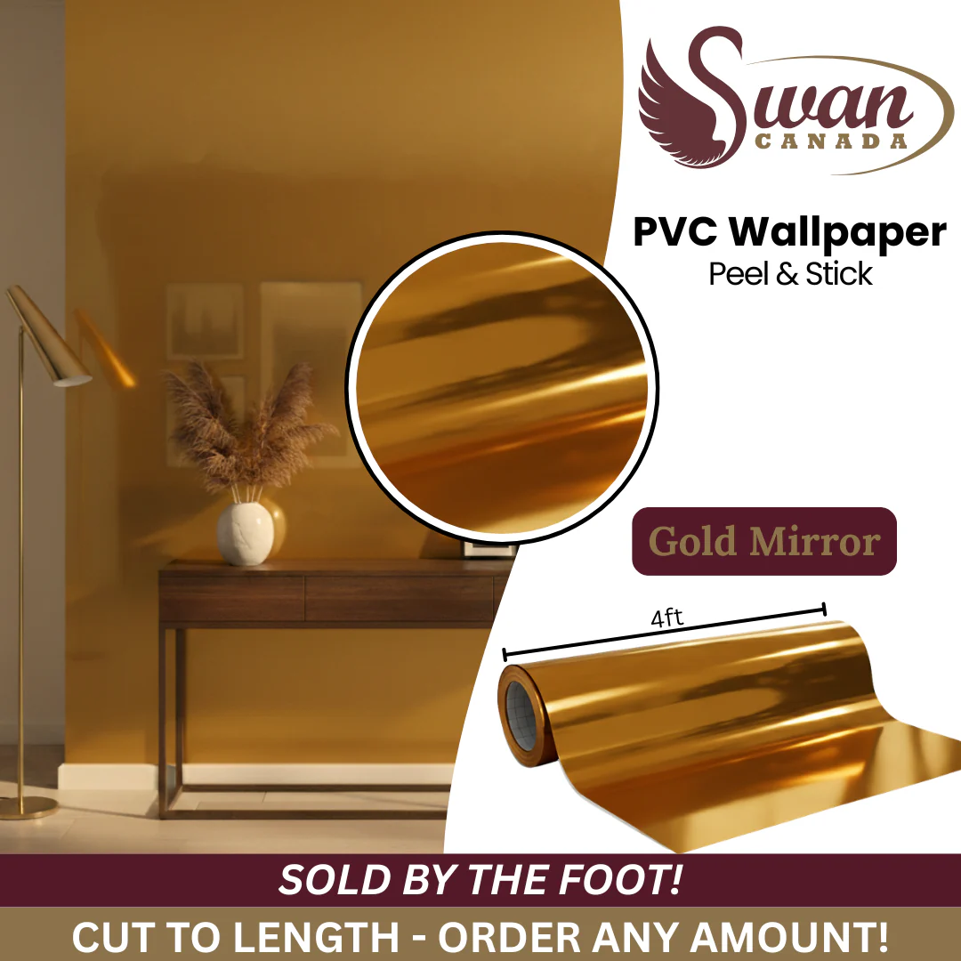 PVC Wallpaper Sticker, Gold Mirror
